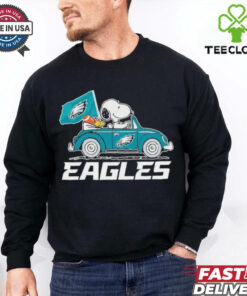 Official Snoopy And Woodstock Driving Car Philadelphia Eagles The Peanuts T shirts