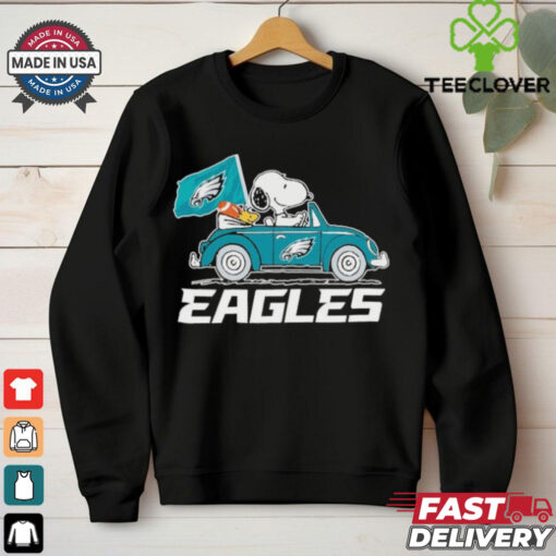 Official Snoopy And Woodstock Driving Car Philadelphia Eagles The Peanuts T shirts