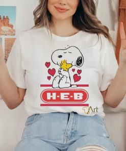 Official Snoopy And Woodstock Loves H E B Logo Shirt