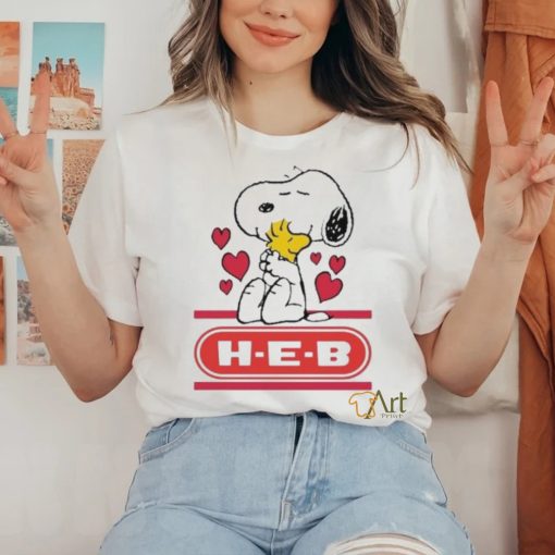 Official Snoopy And Woodstock Loves H E B Logo Shirt