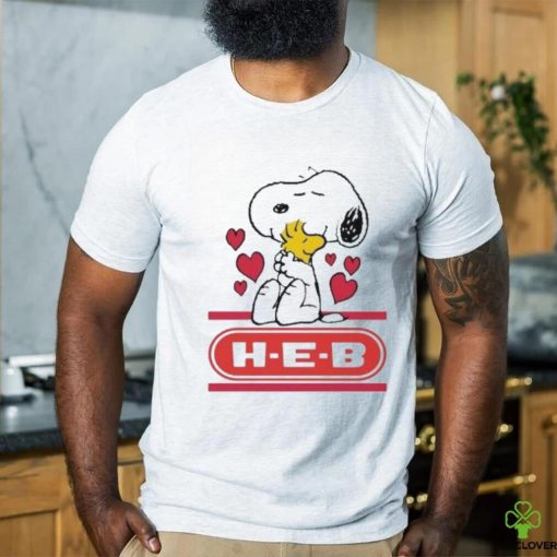 Official Snoopy And Woodstock Loves H E B Logo Shirt