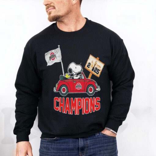 Official Snoopy And Woodstock Ohio State Buckeyes National Bowl Champions College Football NCAA Season 2024 2025 Shirt