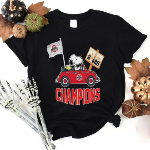 Official Snoopy And Woodstock Ohio State Buckeyes National Bowl Champions College Football NCAA Season 2024 2025 Shirt