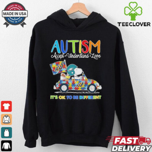 Official Snoopy And Woodstock X Philadelphia Eagles Autism It’s Ok To Be Different Shirt