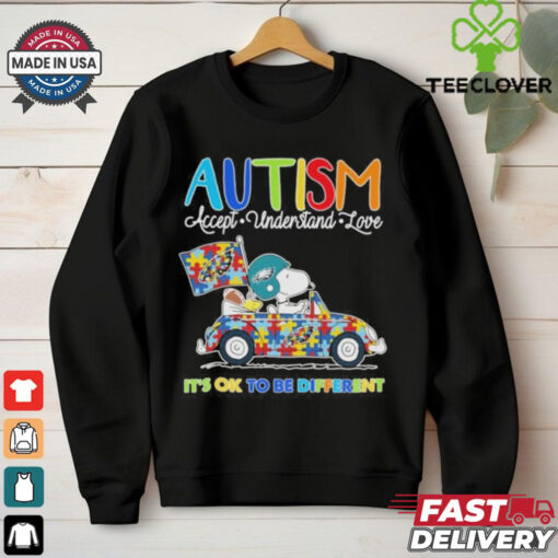 Official Snoopy And Woodstock X Philadelphia Eagles Autism It’s Ok To Be Different Shirt
