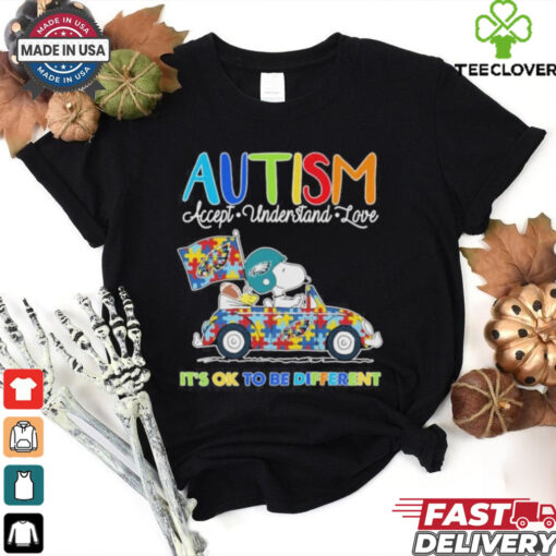 Official Snoopy And Woodstock X Philadelphia Eagles Autism It’s Ok To Be Different Shirt