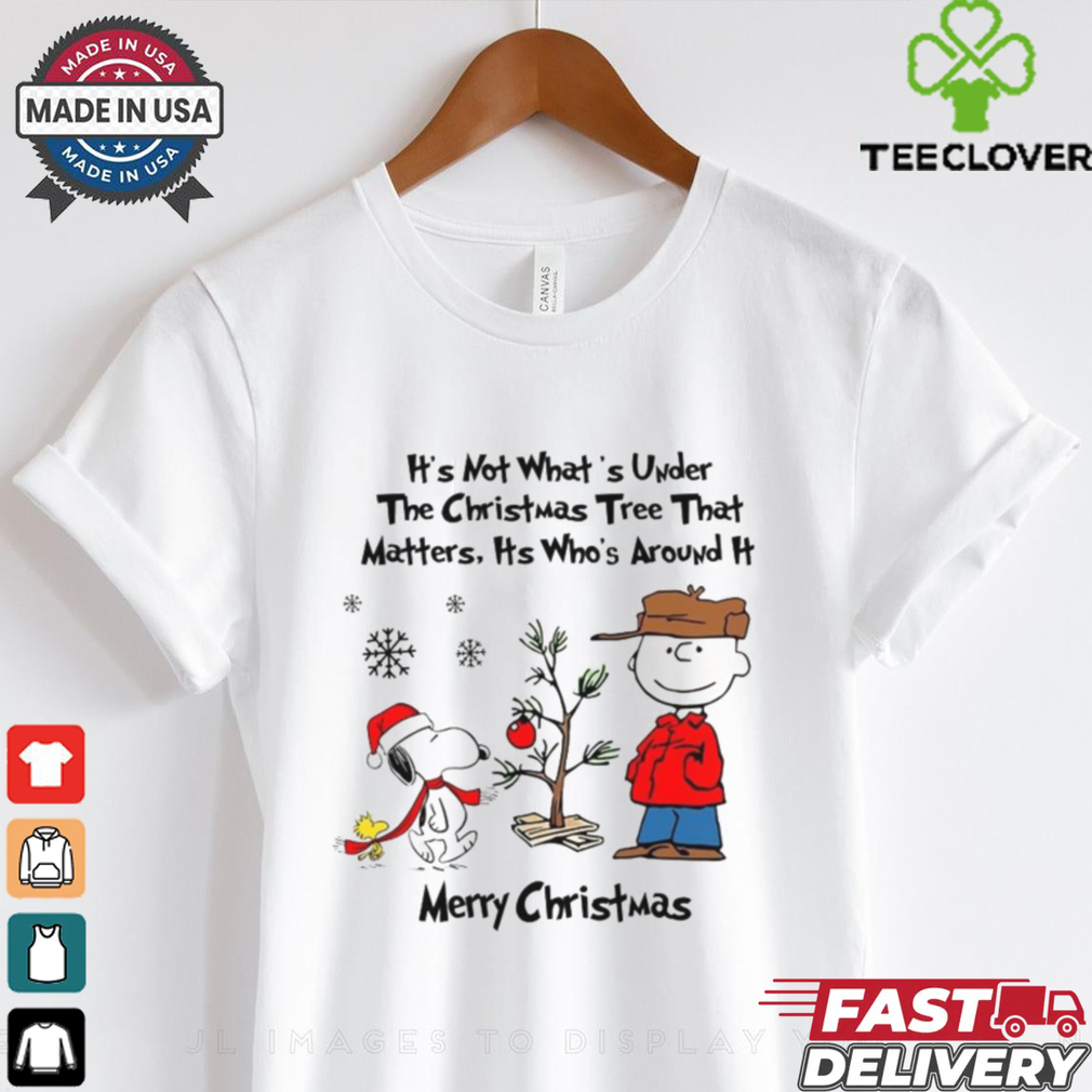 Official Snoopy Charlie Brown And Woodstock It’s Not What’s Under The Tree That Matters It’s What’s Around It Merry Christmas 2024 Shirt Official Snoopy Charlie Brown And Woodstock It’s Not What’s Under The Tree That Matters It’s What’s Around It Merry Christmas 2024 Shirt