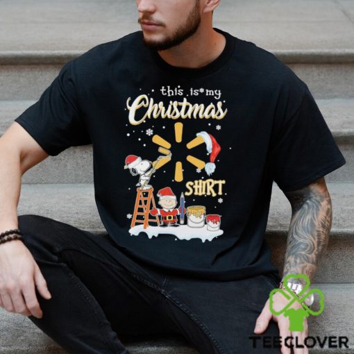 Official Snoopy, Charlie Brown Hat Santa And Woodstock This Is My Christmas Walmart Logo Christmas Shirt