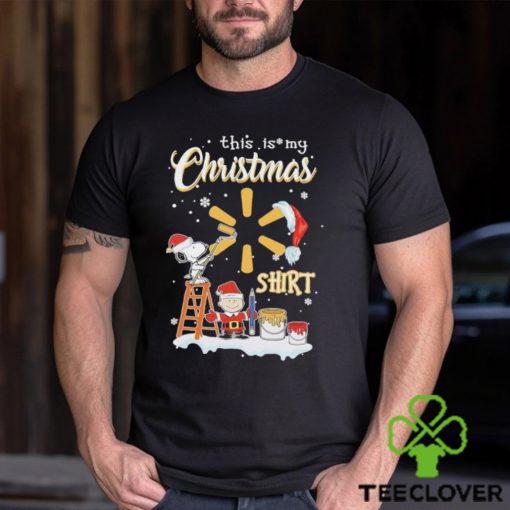 Official Snoopy, Charlie Brown Hat Santa And Woodstock This Is My Christmas Walmart Logo Christmas Shirt