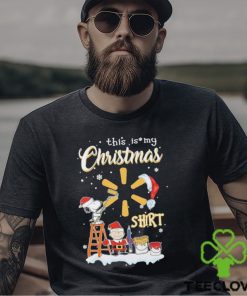 Official Snoopy, Charlie Brown Hat Santa And Woodstock This Is My Christmas Walmart Logo Christmas Shirt