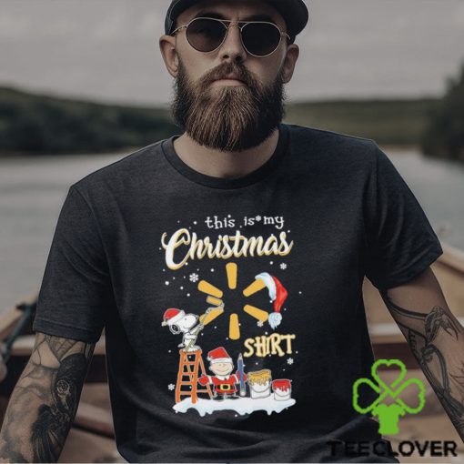 Official Snoopy, Charlie Brown Hat Santa And Woodstock This Is My Christmas Walmart Logo Christmas Shirt