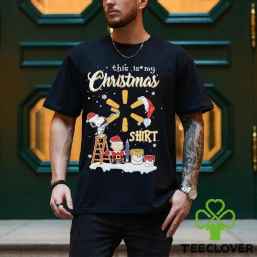 Official Snoopy, Charlie Brown Hat Santa And Woodstock This Is My Christmas Walmart Logo Christmas Shirt