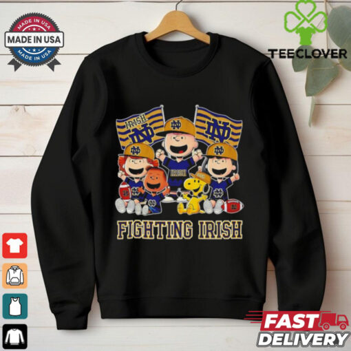 Official Snoopy Charlie Brown and Friends Notre Dame Fighting Irish Flags shirt
