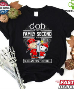 Official Snoopy God first family second then Buccaneers football shirt