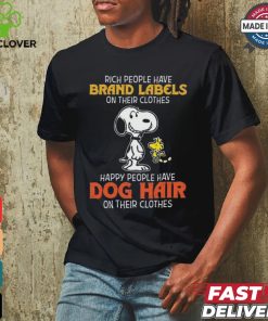 Official Snoopy Happy Peoples Have Dog Hair Not Brand Labels On Their Clothes Shirt