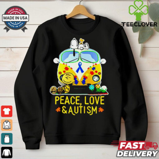 Official Snoopy Peace Love and Autism Ugly T shirt