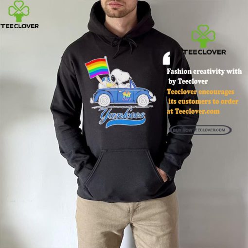 Official Snoopy and Woodstock Driving Car New York Yankees Pride Flag T Shirt