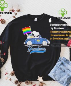 Official Snoopy and Woodstock Driving Car New York Yankees Pride Flag T Shirt