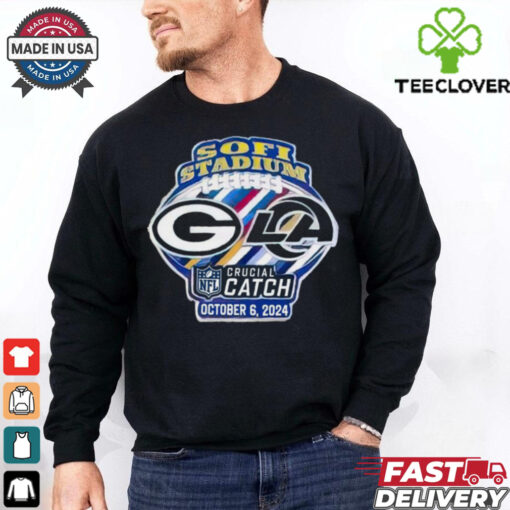 Official Soft Stadium Green Bay Packers Vs Los Angeles Rams NFL Crucial Catch October 6, 2024 Logo t shirt