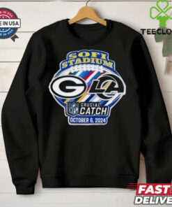 Official Soft Stadium Green Bay Packers Vs Los Angeles Rams NFL Crucial Catch October 6, 2024 Logo t shirt