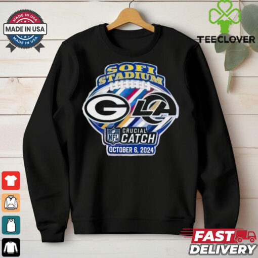 Official Soft Stadium Green Bay Packers Vs Los Angeles Rams NFL Crucial Catch October 6, 2024 Logo t shirt