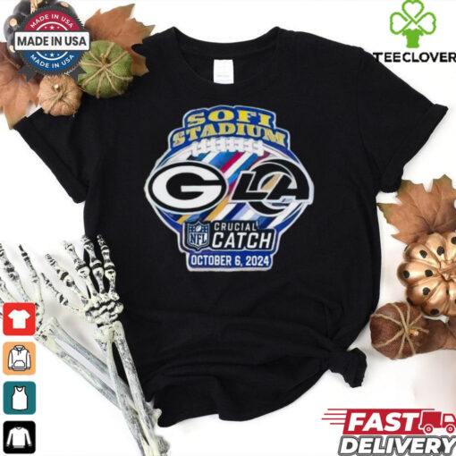 Official Soft Stadium Green Bay Packers Vs Los Angeles Rams NFL Crucial Catch October 6, 2024 Logo t shirt