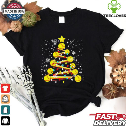 Official Softball Christmas Tree Softball Light Xmas Football Merry Christmas Sweatshirt