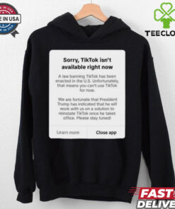 Official Sorry, Tiktok Isn’t Available Right Now A law banning TikTok has been enacted in the U.S. t shirt