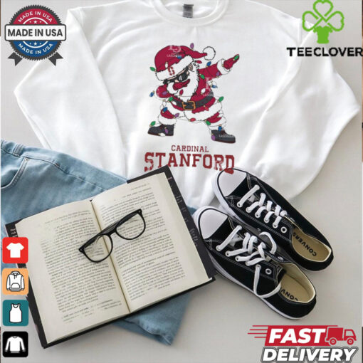 Official Stanford Cardinal Dabbing Santa Claus Ugly Christmas Light shirt