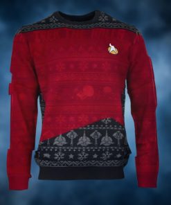 Official Star Trek Trek The Halls Ugly Christmas Sweater Red