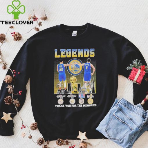 Official Stephen Curry and Klay Thompson Legends Golden State Warriors Thank You For The Memories Signatures Shirt