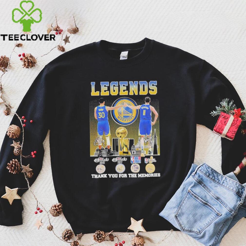Official Stephen Curry and Klay Thompson Legends Golden State Warriors Thank You For The Memories Signatures Shirt Official Stephen Curry and Klay Thompson Legends Golden State Warriors Thank You For The Memories Signatures Shirt
