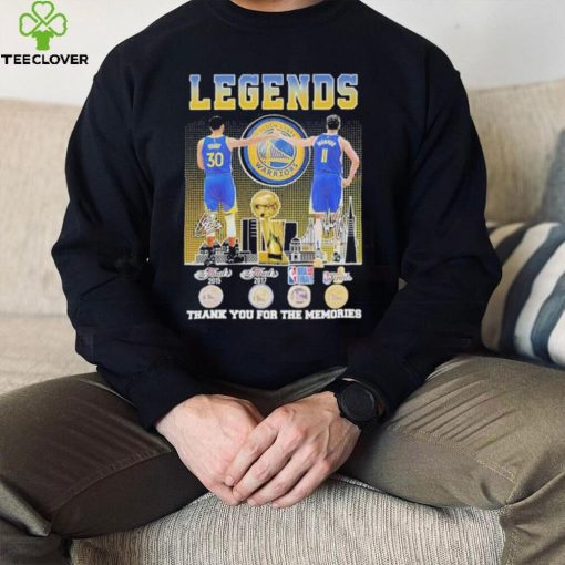 Official Stephen Curry and Klay Thompson Legends Golden State Warriors Thank You For The Memories Signatures Shirt