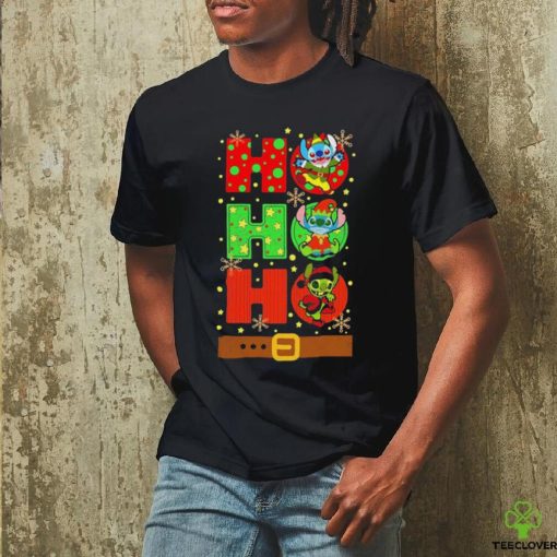 Official Stitch Elf Grinch Stitch Ho Ho Ho Christmas Tee Shirt