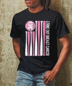 Official Strike Out Breast Cancer Baseball Pink American Flag Shirt