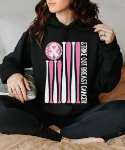 Official Strike Out Breast Cancer Baseball Pink American Flag Shirt