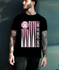 Official Strike Out Breast Cancer Baseball Pink American Flag Shirt