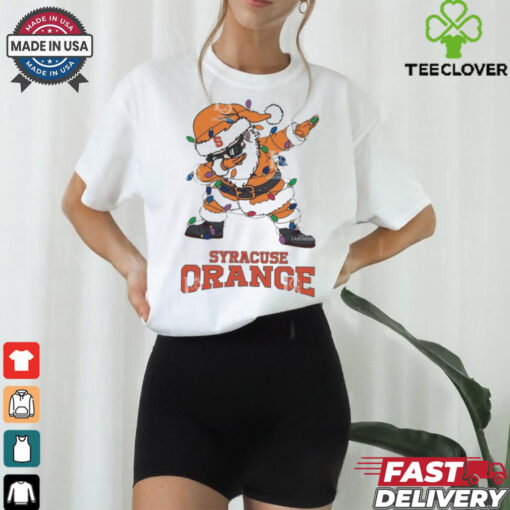 Official Syracuse Orange Dabbing Santa Claus Ugly Christmas Light shirt