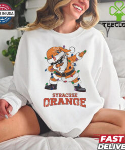 Official Syracuse Orange Dabbing Santa Claus Ugly Christmas Light shirt