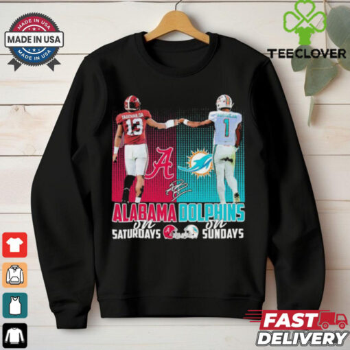 Official Tagovailoa Alabama Crimson Tide On Saturdays and Tagovailoa Miami Dolphins On Sundays 2024 Signature Shirt