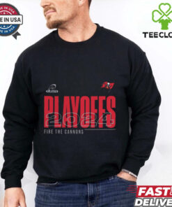 Official Tampa Bay Buccaneers vs. New Orleans Saints 2024 NFL Playoffs Fire the Cannons T-Shirt featuring a bold game-day design, perfect for Bucs fans showing their playoff spirit.