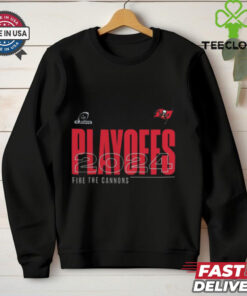 Official Tampa Bay Buccaneers vs. New Orleans Saints 2024 NFL Playoffs Fire the Cannons T-Shirt featuring a bold game-day design, perfect for Bucs fans showing their playoff spirit.