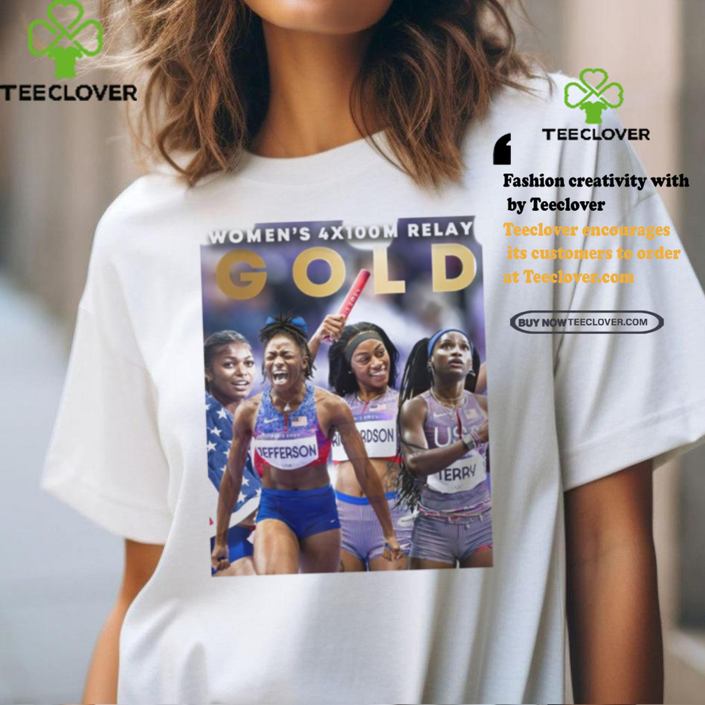 Official Team USA Gold Medal Women’s 4x100m Relay Paris Olympic 2024 Poster t shirt Official Team USA Gold Medal Women’s 4x100m Relay Paris Olympic 2024 Poster t shirt