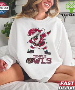 Official Temple Owls Dabbing Santa Claus Ugly Christmas Light shirt