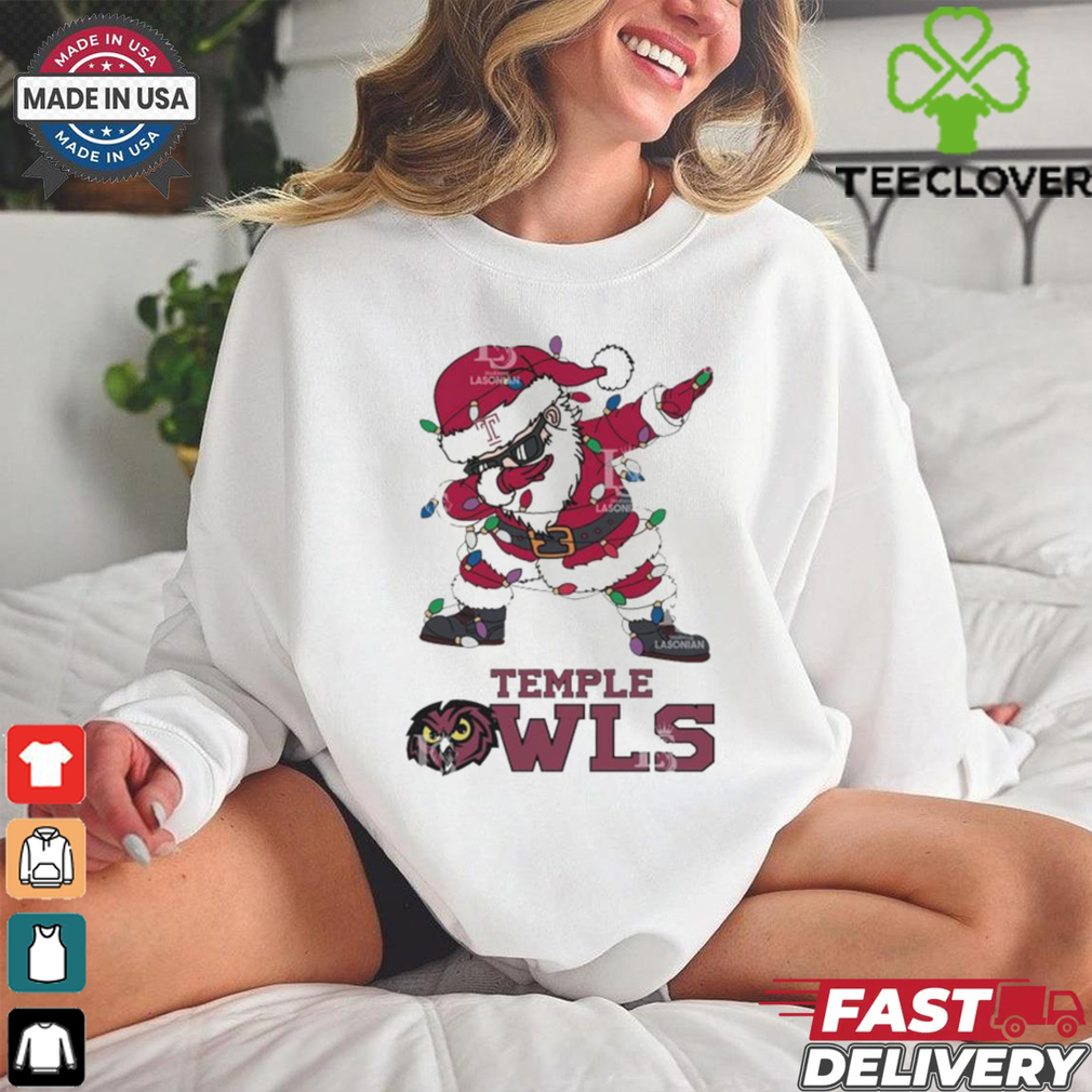 Official Temple Owls Dabbing Santa Claus Ugly Christmas Light shirt Official Temple Owls Dabbing Santa Claus Ugly Christmas Light shirt