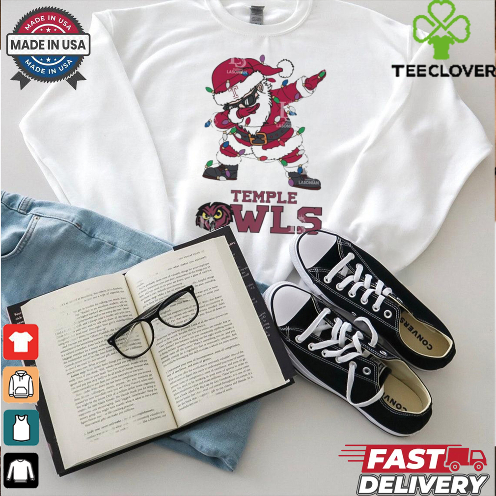 Official Temple Owls Dabbing Santa Claus Ugly Christmas Light shirt Official Temple Owls Dabbing Santa Claus Ugly Christmas Light shirt