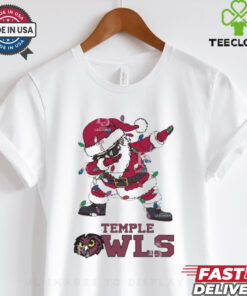 Official Temple Owls Dabbing Santa Claus Ugly Christmas Light shirt