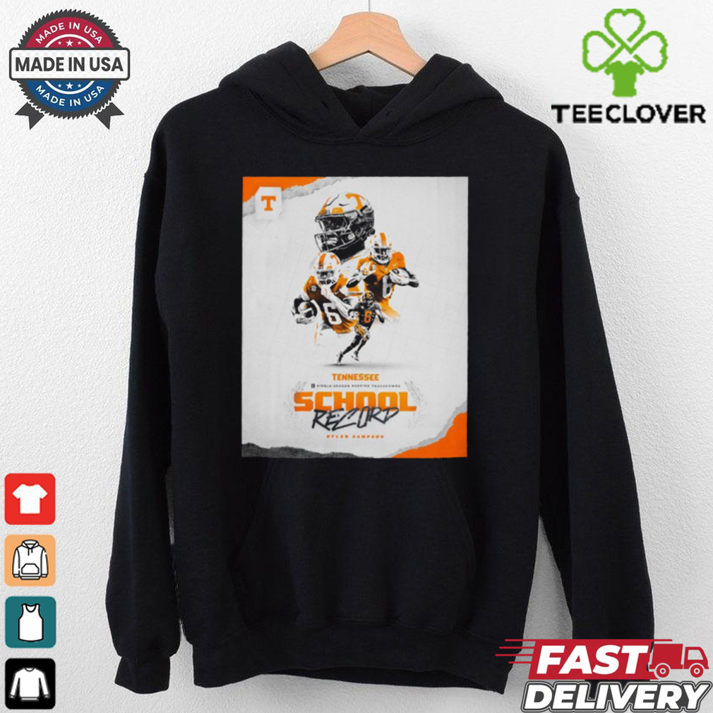 Official Tennessee Vols 19 Single Season Rushing Touchdowns School Record Dylan Sampson Poster t shirt Official Tennessee Vols 19 Single Season Rushing Touchdowns School Record Dylan Sampson Poster t shirt