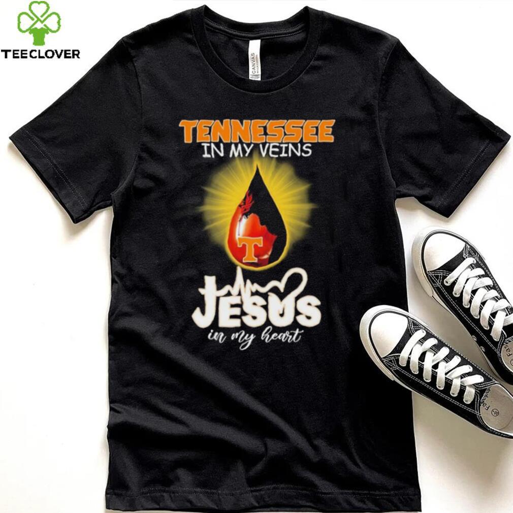 Official Tennessee Volunteers In My Veins Jesus In My Heart T shirts Official Tennessee Volunteers In My Veins Jesus In My Heart T shirts
