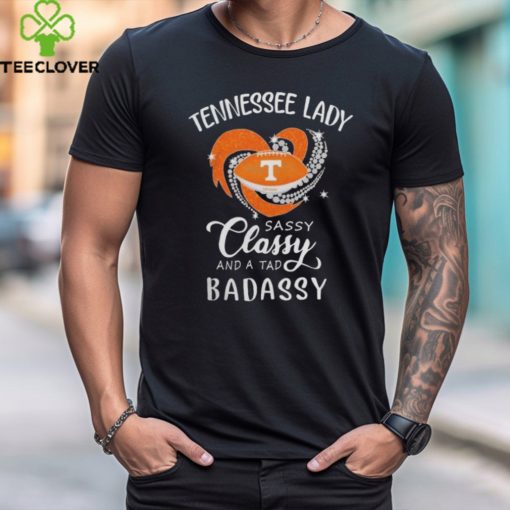 Official Tennessee Volunteers Lady Sassy Classy And A Tad Badassy Diamond Heart T Shirt